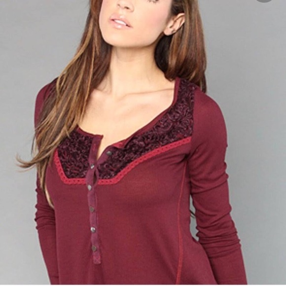 NWOT Free People DIEGO Wine Thermal Henley - Picture 5 of 11
